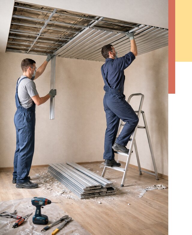 Демонтаж реечного потолка в Карабулаке от 4648 руб. быстро и недорого | ОТДЕЛОЧНИК-Крб