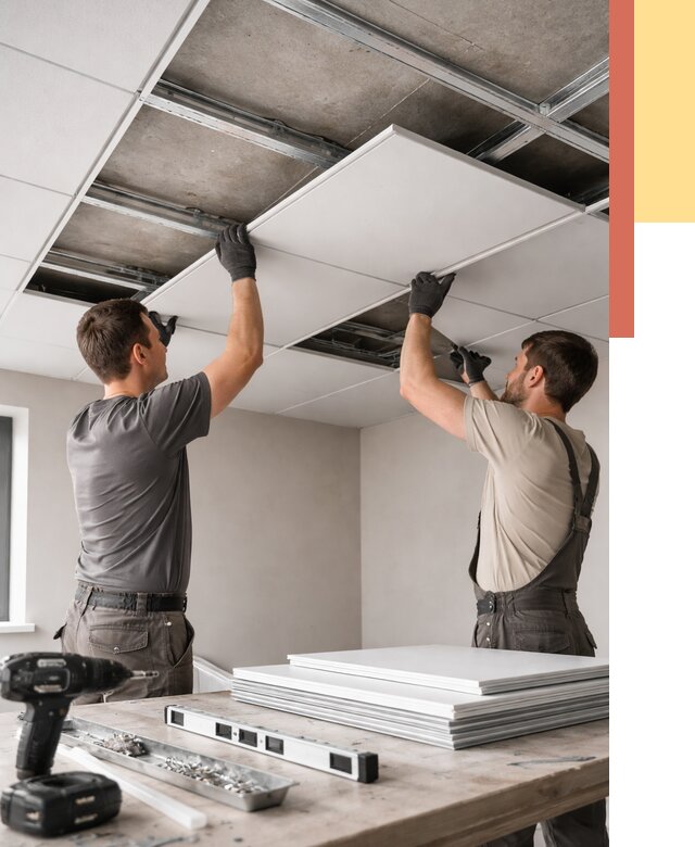 Монтаж кассетного потолка в Карабулаке от 4648 руб/м2 — установка и сборка | ОТДЕЛОЧНИК-Крб