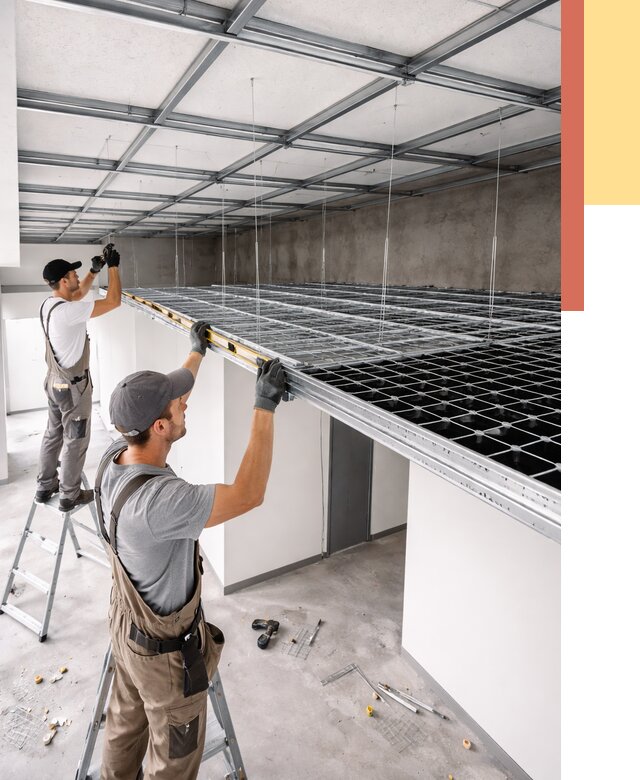 Монтаж потолка грильято в Карабулаке от 465 руб./м² — быстрая сборка под ключ | ОТДЕЛОЧНИК-Крб