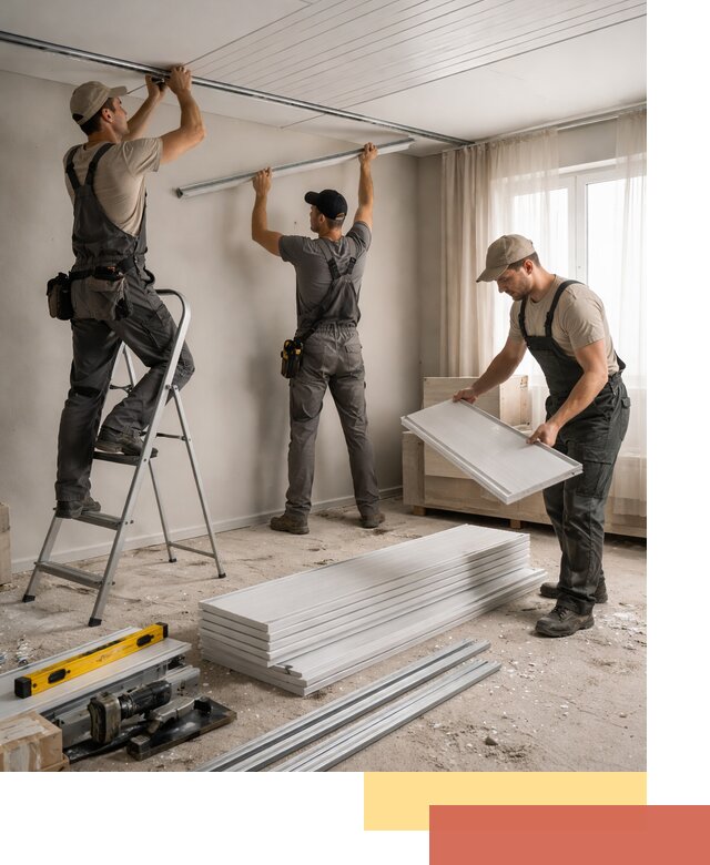 Монтаж потолка из ПВХ панелей в Карабулаке оперативно и качественно