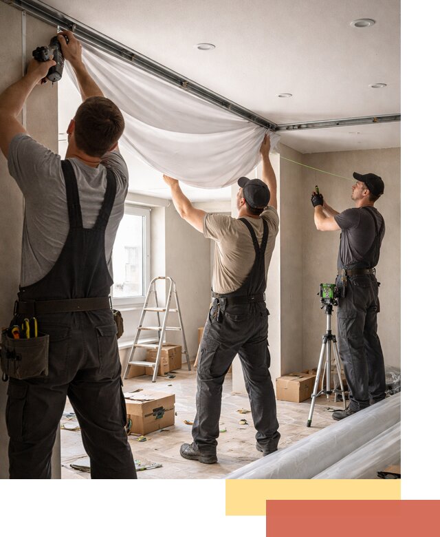 Монтаж парящего натяжного потолка под ключ в Карабулаке