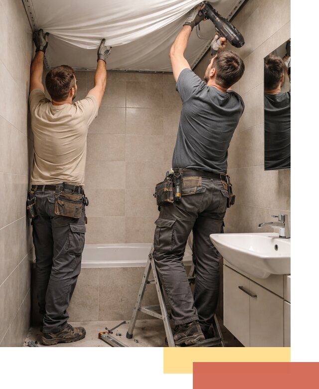 Монтаж натяжного потолка в ванной в Карабулаке быстро и качественно