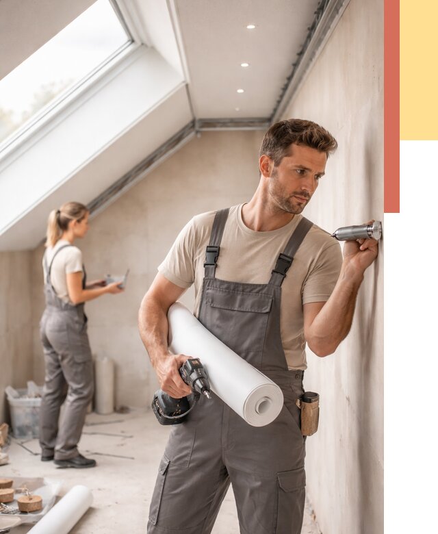 Монтаж натяжного потолка на мансарде в Карабулаке от 3615 руб. | ОТДЕЛОЧНИК-Крб