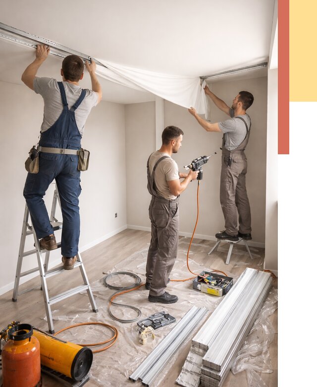 Монтаж натяжного потолка в студии в Карабулаке от 5681 руб. — быстро и недорого | ОТДЕЛОЧНИК-Крб