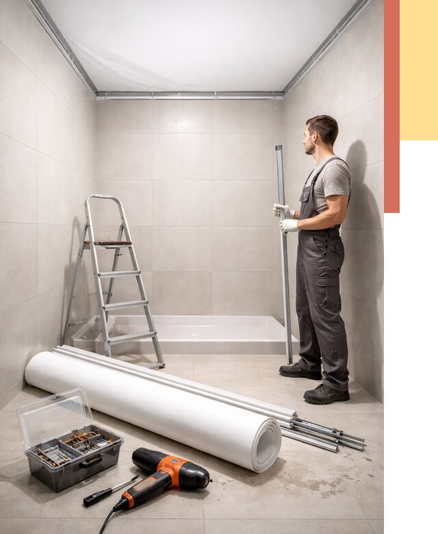 Монтаж натяжного потолка в санузле в Карабулаке от 1911 руб. — ОТДЕЛОЧНИК-Крб