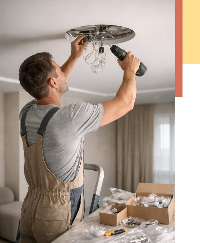 Установка люстры в натяжной потолок в Карабулаке от 1239 руб. | Быстро и недорого — ОТДЕЛОЧНИК-Крб