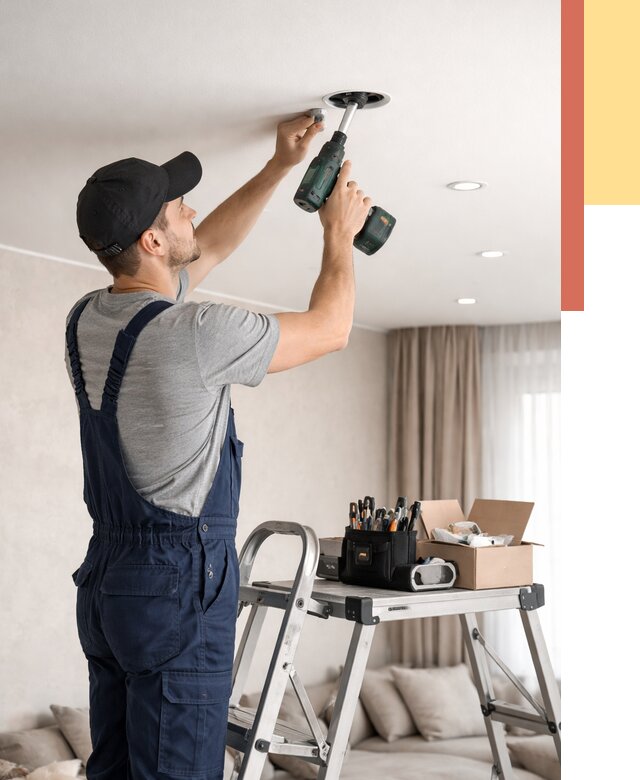 Установка и монтаж точечных светильников в натяжной потолок в Карабулаке от 1859 руб. | ОТДЕЛОЧНИК-Крб