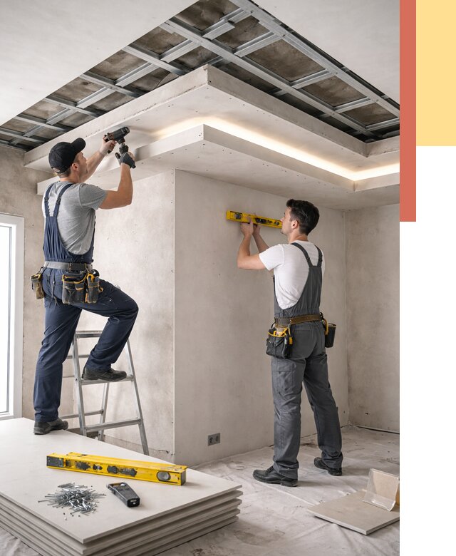 Двухуровневый потолок из гипсокартона в Карабулаке от 1498 руб. под ключ | ОТДЕЛОЧНИК-Крб