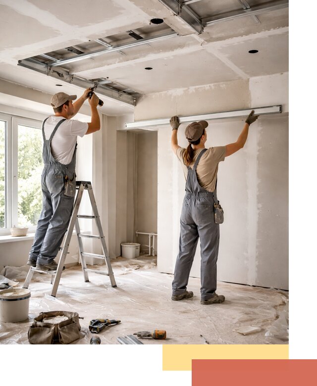 Монтаж многоуровневого потолка из гипсокартона в Карабулаке