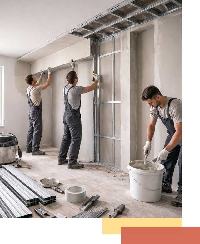 Монтаж потолка из гипсокартона с нишей в Карабулаке