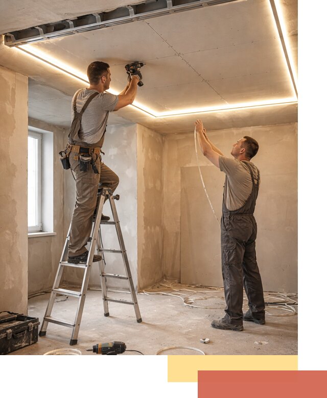 Потолок из гипсокартона с подсветкой в Карабулаке