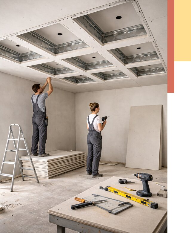 Кессонный потолок из гипсокартона в Карабулаке от 1911 руб. — монтаж и под ключ | ОТДЕЛОЧНИК-Крб