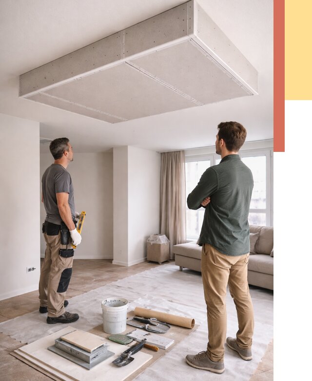 Короб на потолке из гипсокартона в Карабулаке от 2272 руб. — монтаж и услуги под ключ | ОТДЕЛОЧНИК-Крб