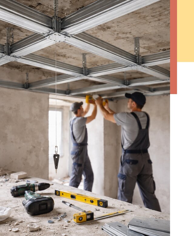 Монтаж каркаса потолка из профиля в Карабулаке от 4648 руб. — услуги ОТДЕЛОЧНИК-Крб