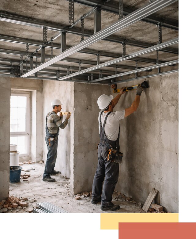 Монтаж каркаса потолка из профильного профиля в Карабулаке