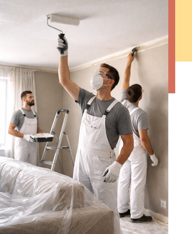 Покраска потолка водоэмельсионной краской в Карабулаке от 2272 руб/м² — услуги под ключ | ОТДЕЛОЧНИК-Крб