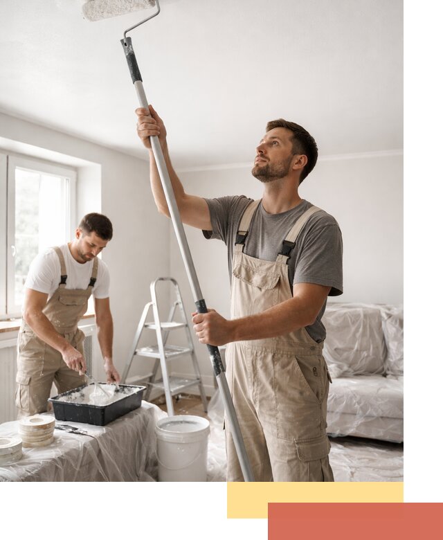 Покраска потолка водоэмульсионной краской в Карабулаке