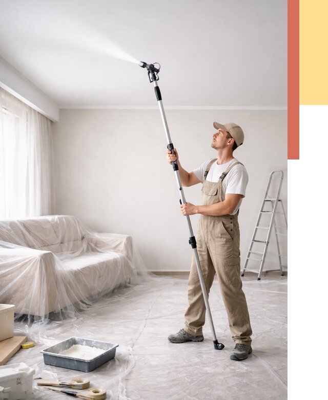 Покраска потолка краскопультом в Карабулаке от 4648 руб. быстро и недорого | ОТДЕЛОЧНИК-Крб