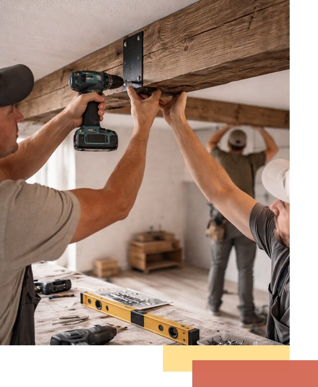 Монтаж декоративных потолочных балок в Карабулаке