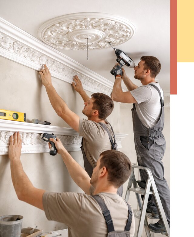 Монтаж лепнины на потолок в Карабулаке от 3305 руб. быстро и недорого | ОТДЕЛОЧНИК-Крб